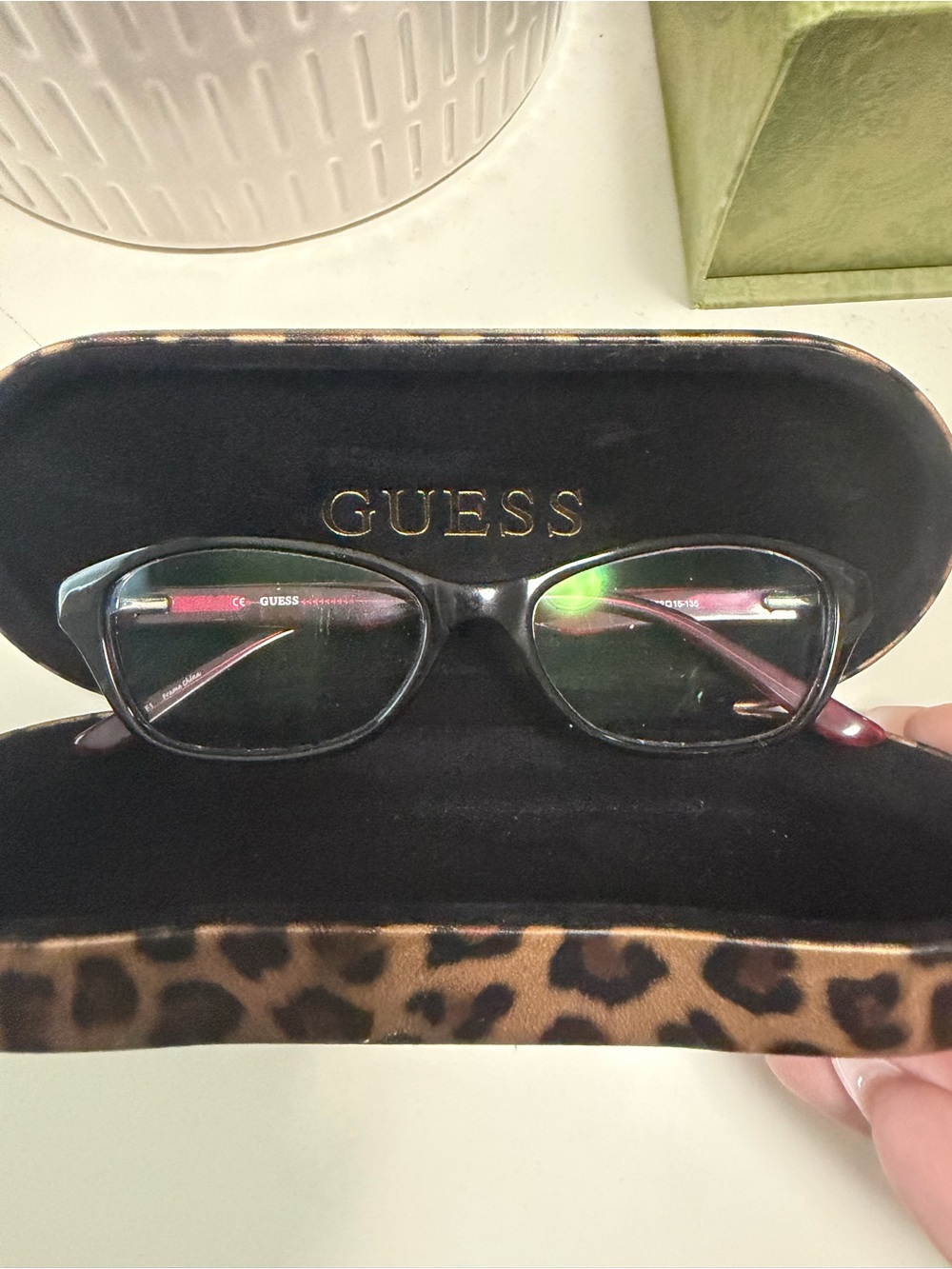 GUESS Black Frame with Burgundy Temples Women's Glasses